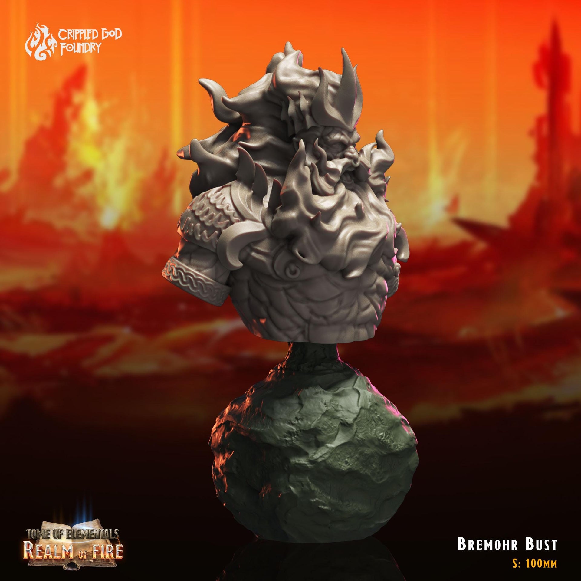 Bremohr the Eternal Flame Bust , Fire Giant Lord - Crippled God Foundry - Realm of Fire | Statue