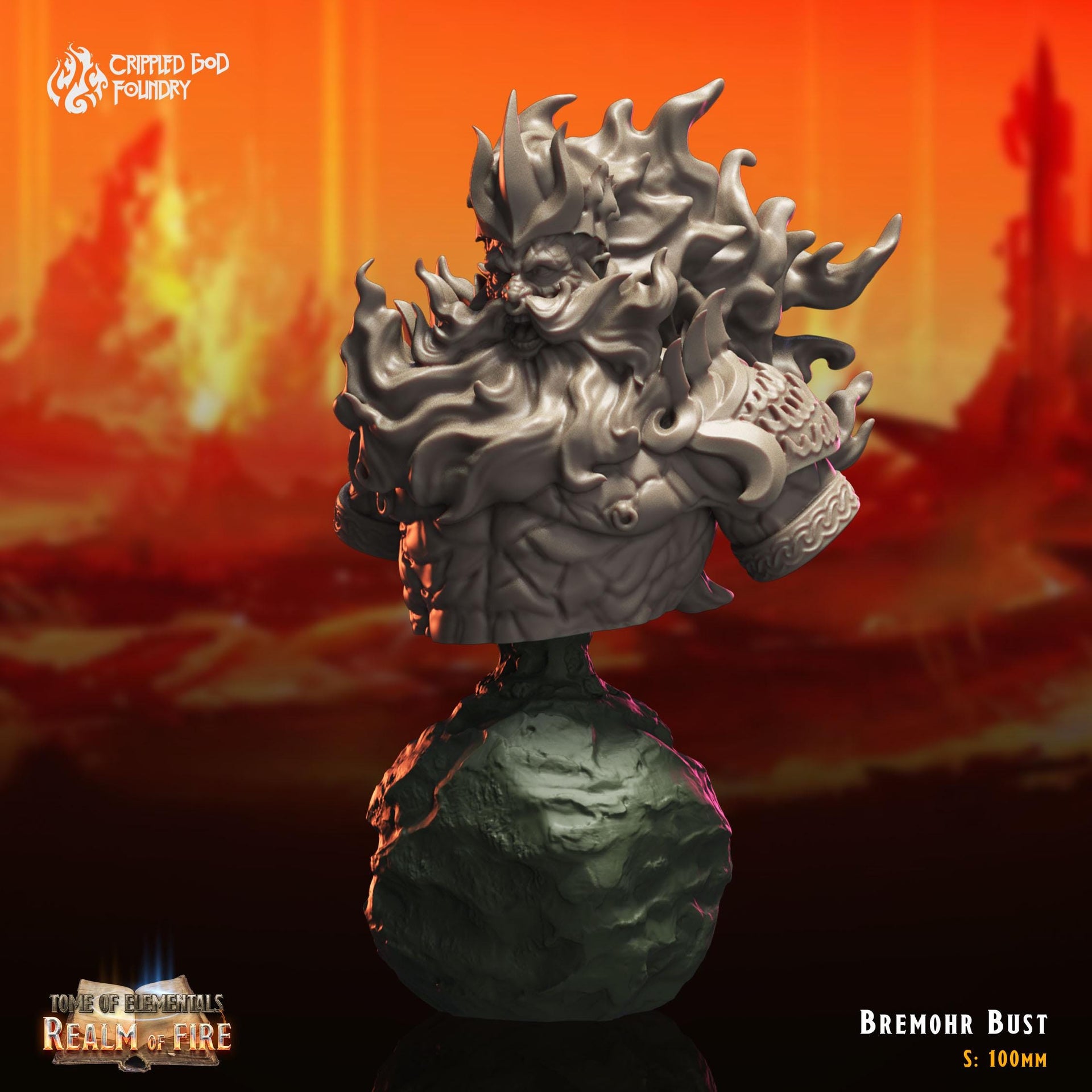 Bremohr the Eternal Flame Bust , Fire Giant Lord - Crippled God Foundry - Realm of Fire | Statue