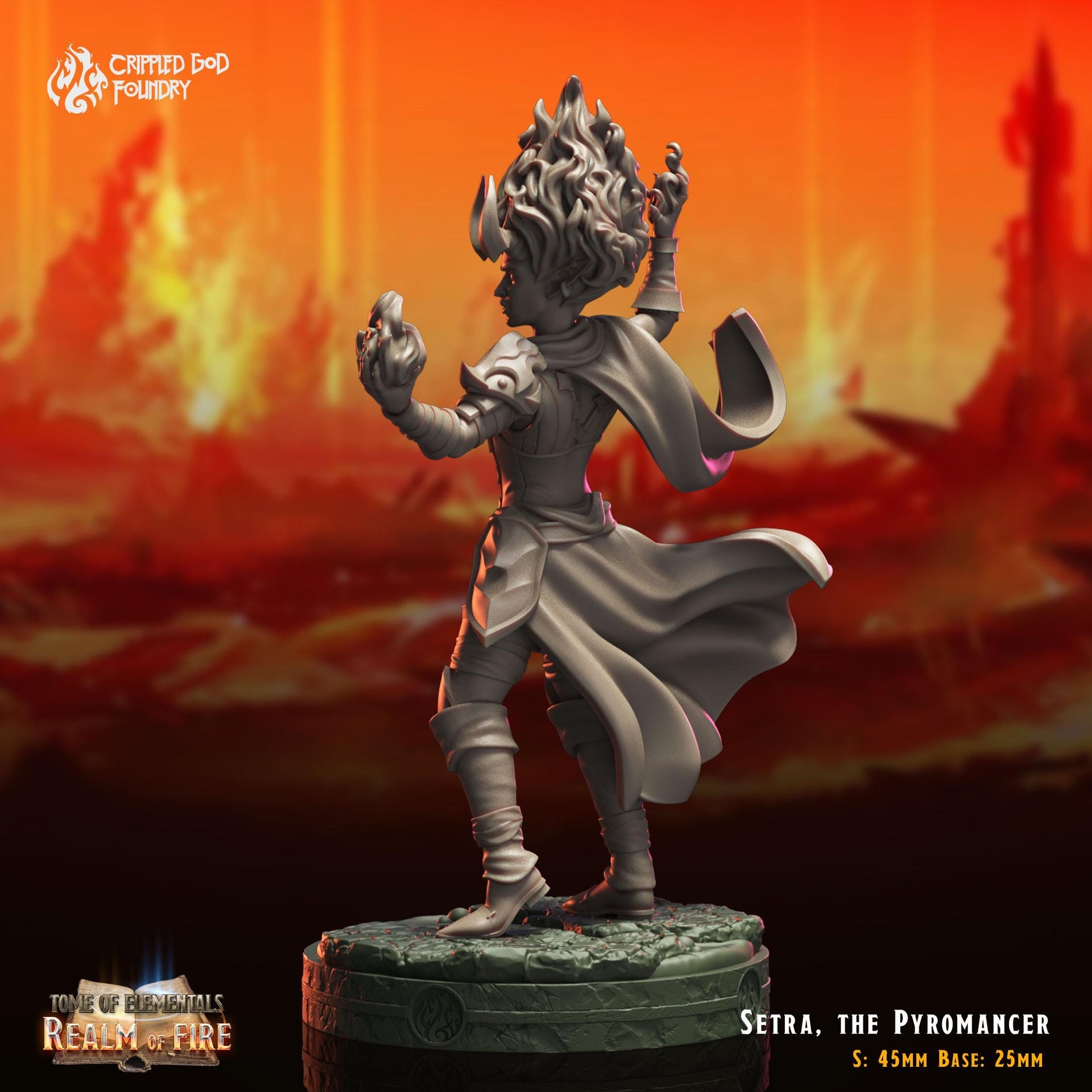 Setra, the Pyromancer - Crippled God Foundry - Realm of Fire | 32mm | Mage | Genasi | Sorcerer