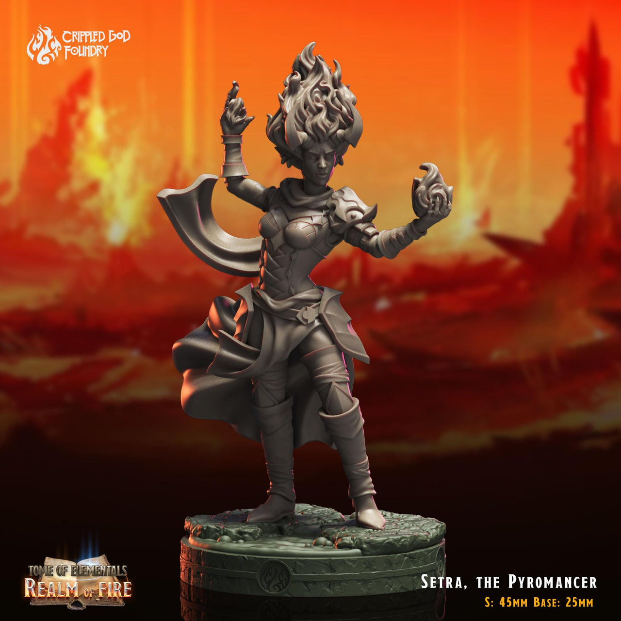 Setra, the Pyromancer - Crippled God Foundry - Realm of Fire | 32mm | Mage | Genasi | Sorcerer