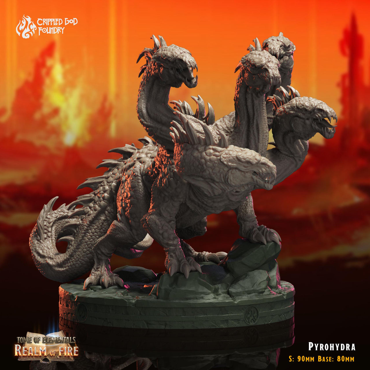 Pyrohydra - Crippled God Foundry - Realm of Fire | 32mm | Dragon | 5 head