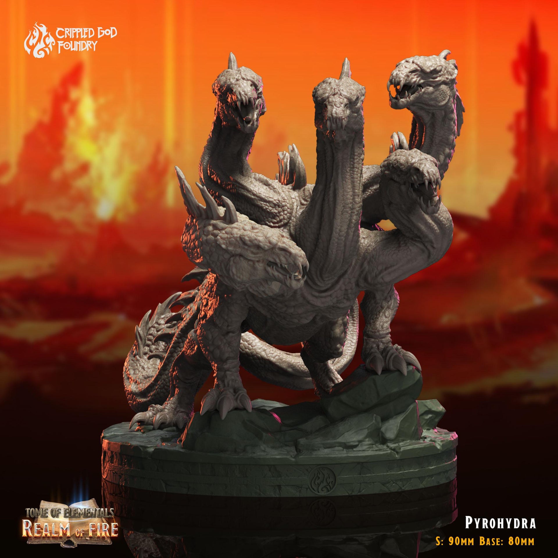 Pyrohydra - Crippled God Foundry - Realm of Fire | 32mm | Dragon | 5 head