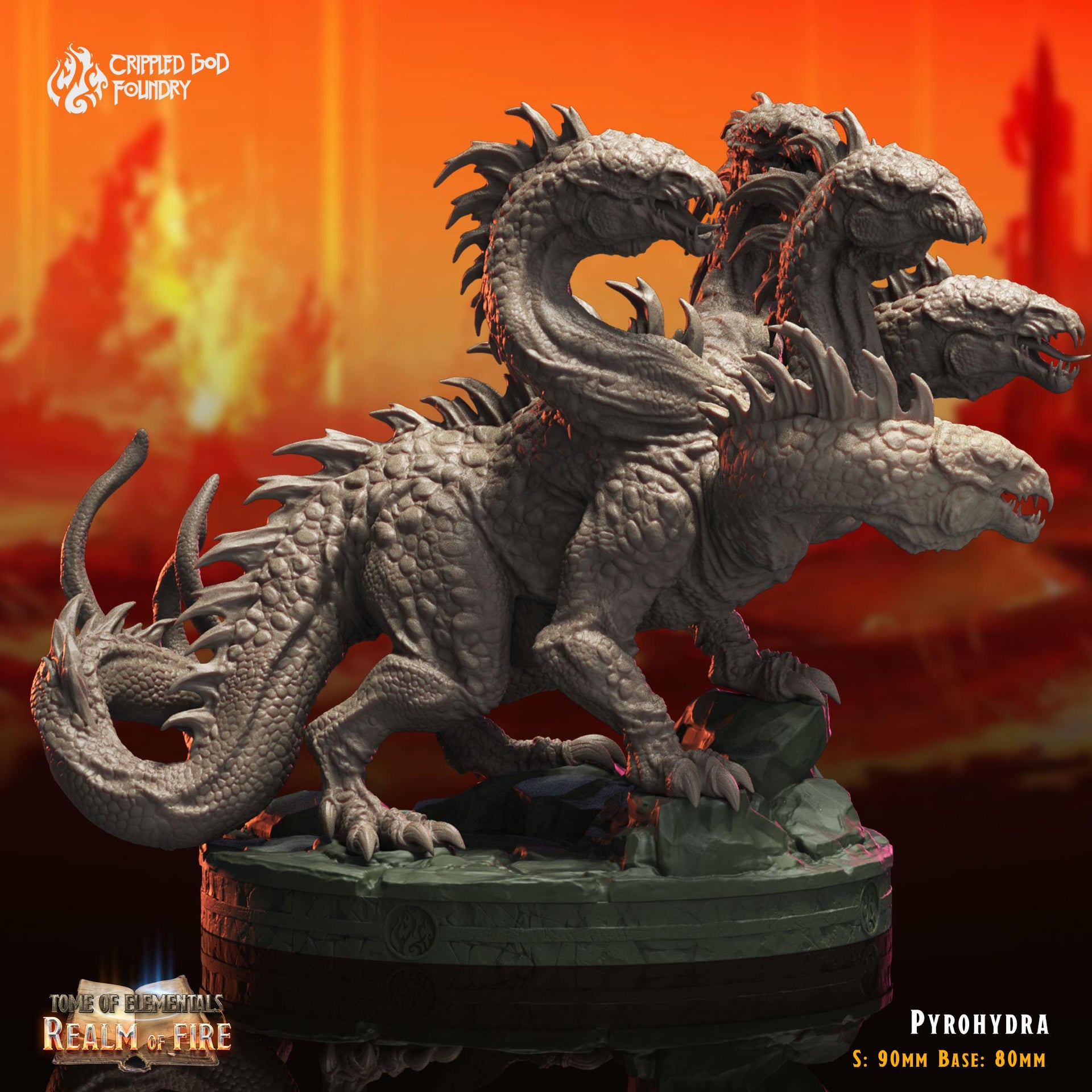 Pyrohydra - Crippled God Foundry - Realm of Fire | 32mm | Dragon | 5 head