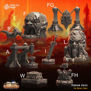 Magma Forge Scenery Pieces - Crippled God Foundry - Realm of Fire | 32mm | Anvil | Hammer | Lava