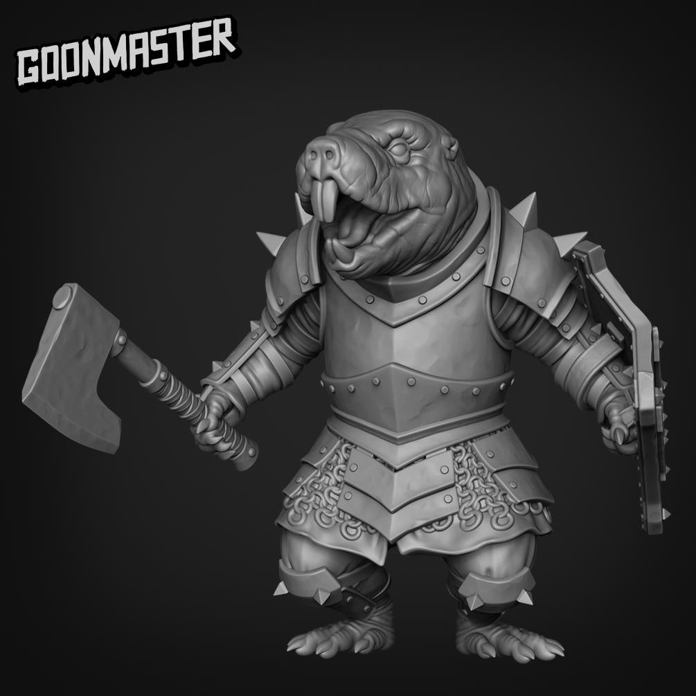 Mole Rat Knight - Goonmaster | Malevolant Mole Rats| Miniature | Wargaming | Roleplaying Games | 32mm | Fighter | Bandit | Mercenary