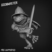 Fancy Frog Swordsman - Goonmaster | Miniature | Wargaming | Roleplaying Games | 32mm | bullywug | Knight | Conquistador