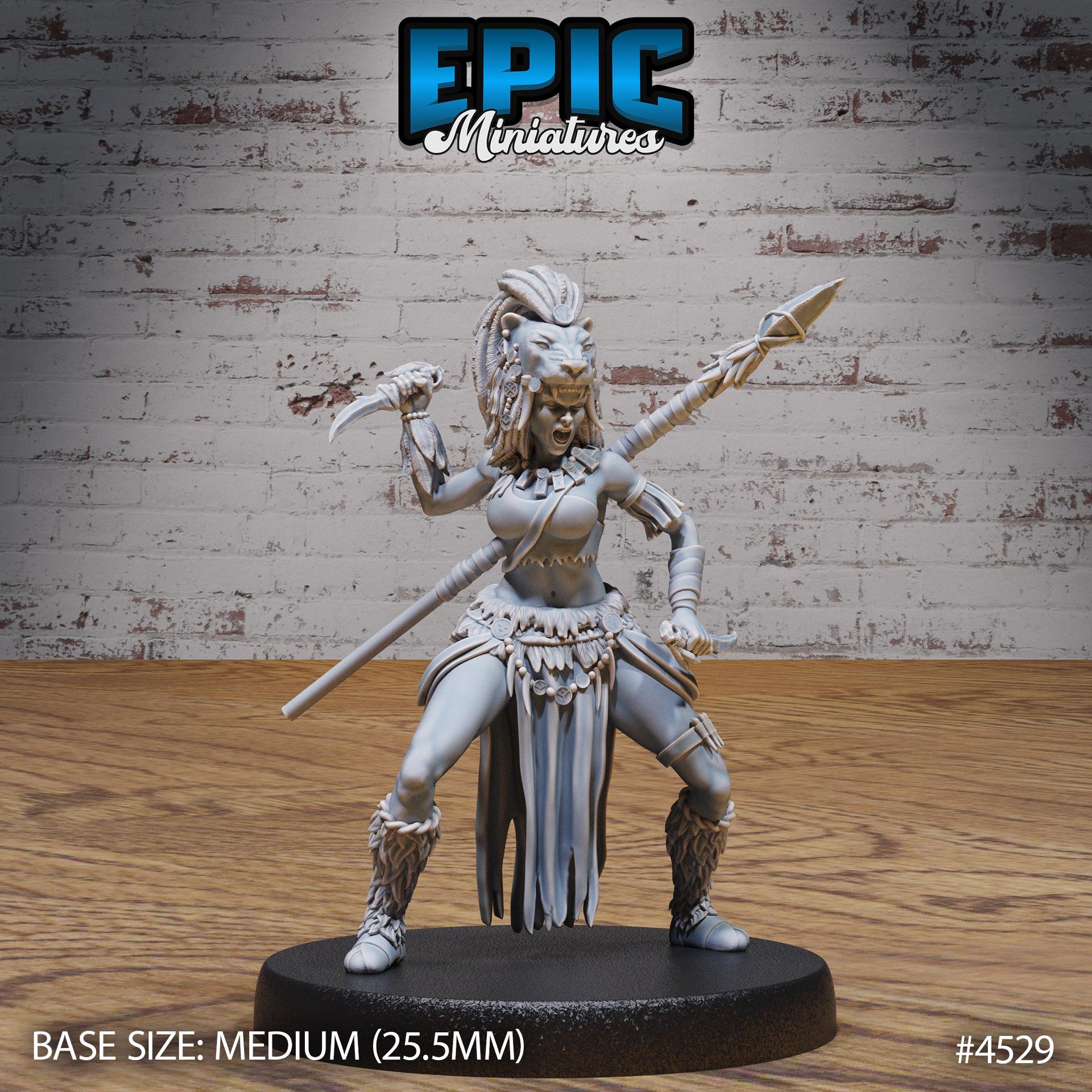 Lion Huntress - Epic Miniatures | Safari Tour | 28mm | 32mm | Barbarian | Fighter | Champion