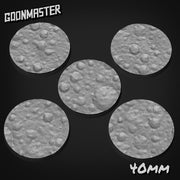 Moon Crater Bases - Goonmaster | 25mm, 32mm, 40mm, 60, 75mm, and more for roleplaying and wargaming! Ready for Magnetizing!