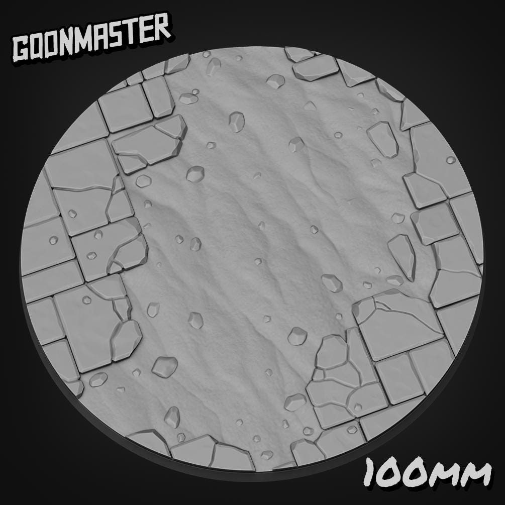 Cracked Stone Floor Bases - Goonmaster | 25mm, 32mm, 40mm, 60, 75mm, and more for roleplaying and wargaming! Ready for Magnetizing!