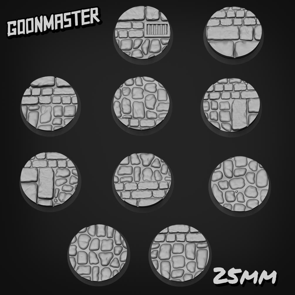 Cobble Stone Road Bases - Goonmaster | 25mm, 32mm, 40mm, 60, 75mm, and more for roleplaying and wargaming! Ready for Magnetizing!