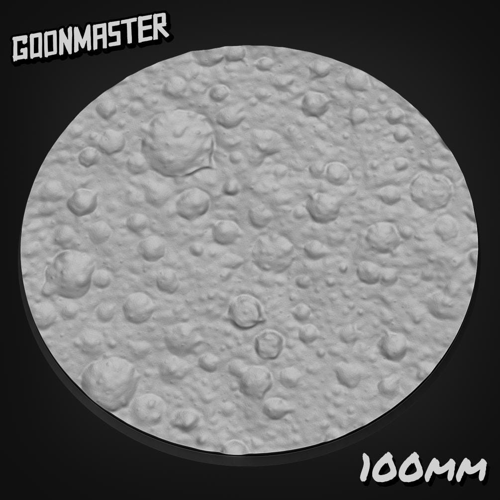 Moon Crater Bases - Goonmaster | 25mm, 32mm, 40mm, 60, 75mm, and more for roleplaying and wargaming! Ready for Magnetizing!