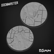 Cracked Stone Floor Bases - Goonmaster | 25mm, 32mm, 40mm, 60, 75mm, and more for roleplaying and wargaming! Ready for Magnetizing!