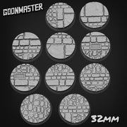 Cobble Stone Road Bases - Goonmaster | 25mm, 32mm, 40mm, 60, 75mm, and more for roleplaying and wargaming! Ready for Magnetizing!