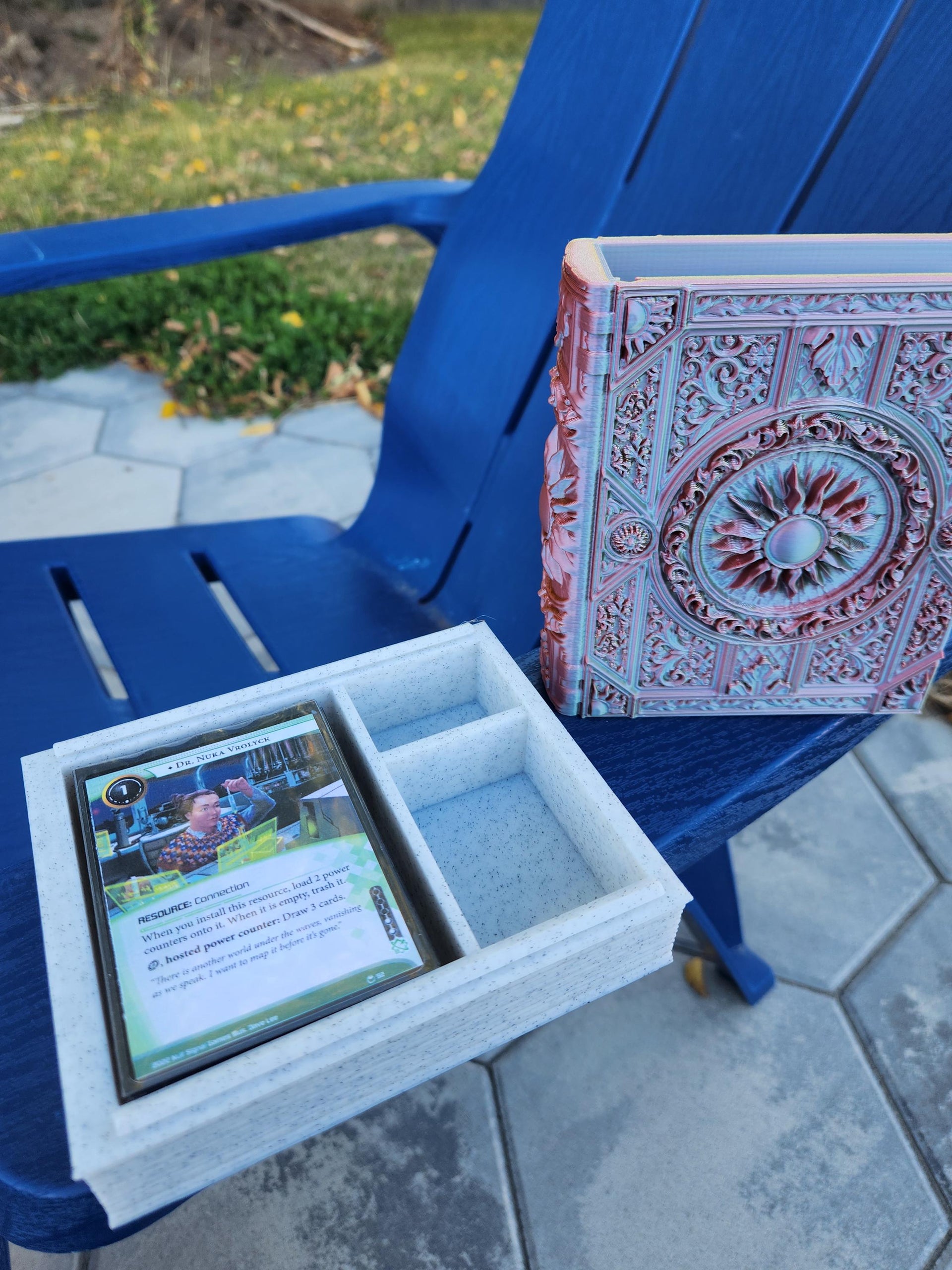 Water Magic Book Dice Box - Fates End | Hold all your Dice, Minis, Cards, and More!