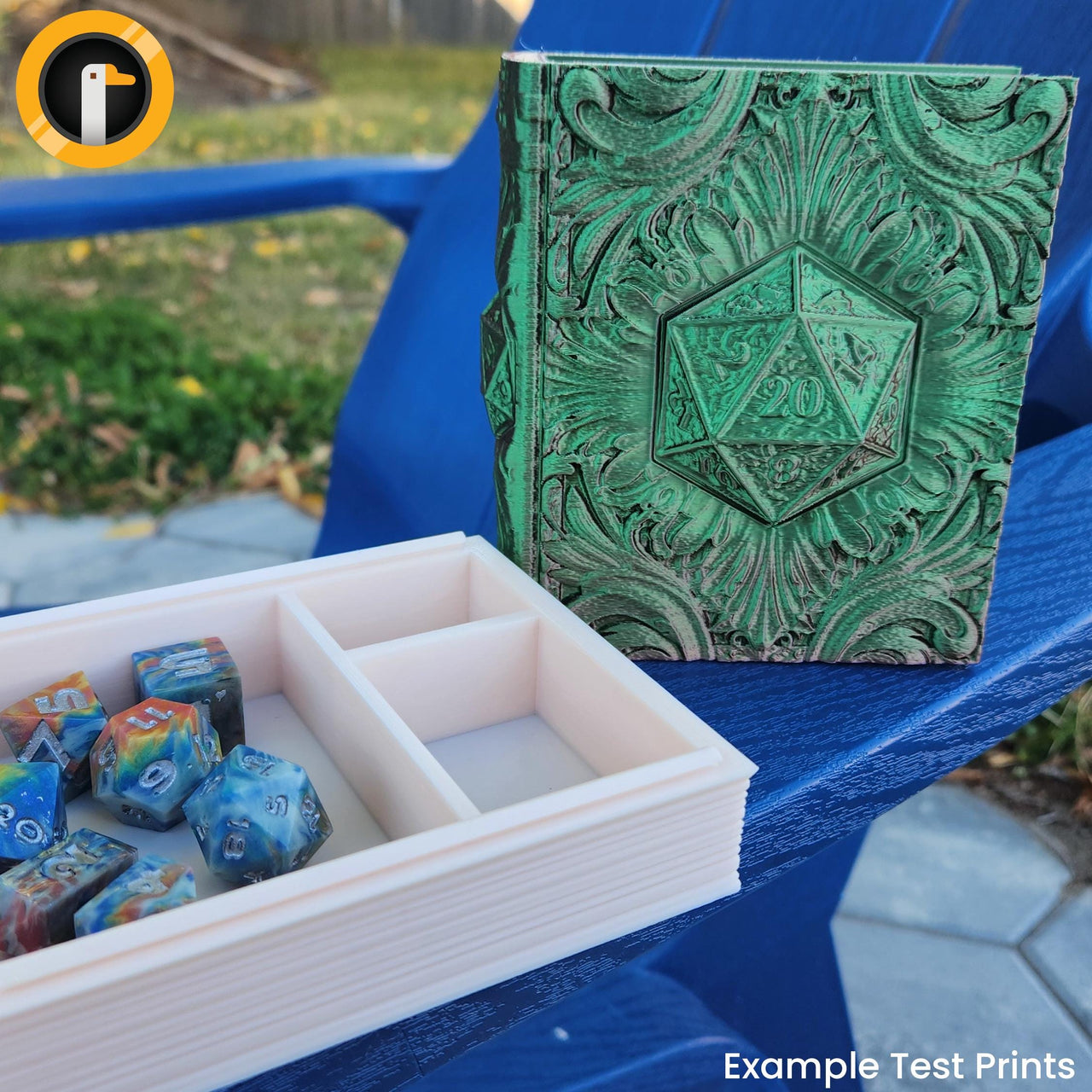 D20 Book Dice Box - Fates End | Hold all your Dice, Minis, Cards, and More!