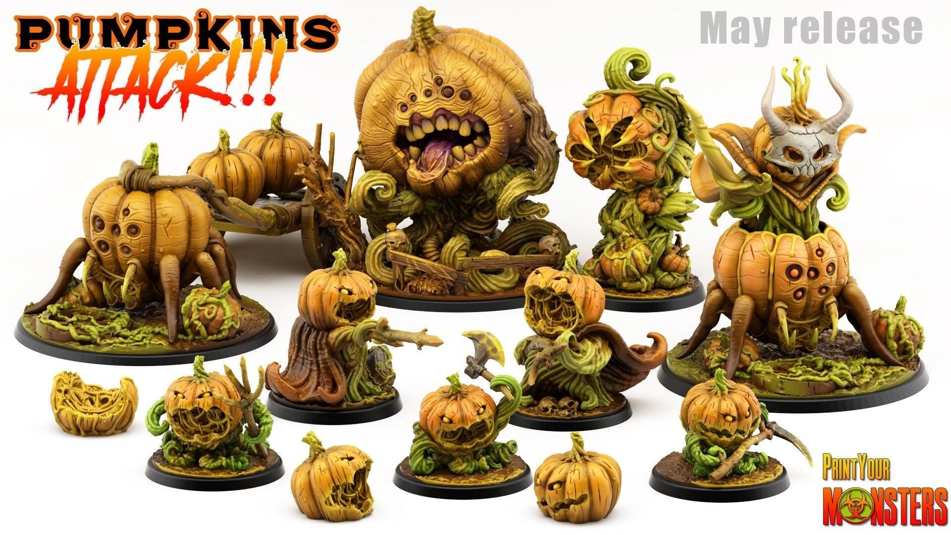 Pumpkin Lord on Spider Mount - Print Your Monsters