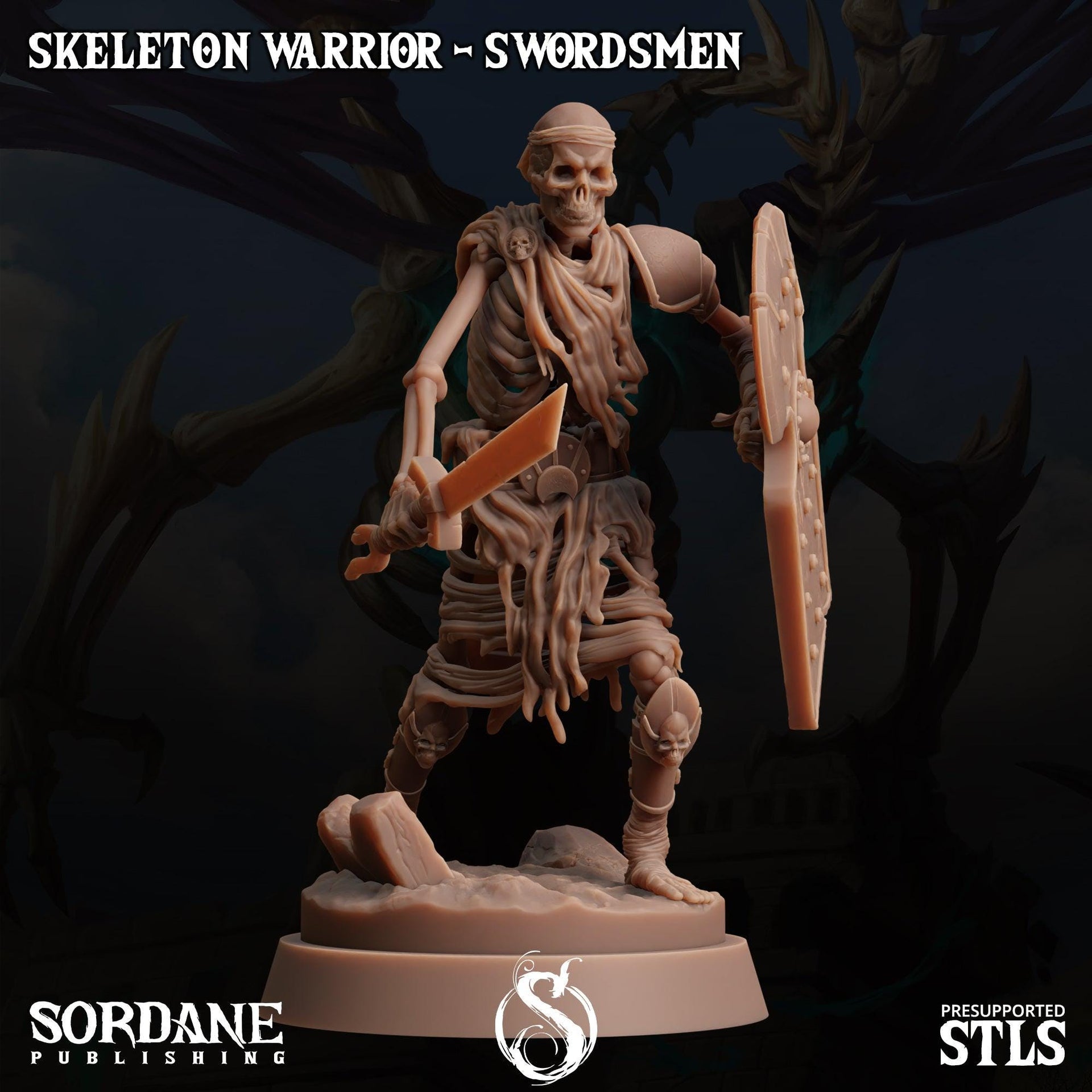 Skeleton Warrior Swordsman - Sordane Publishing | 28mm and 32mm | Wargaming | DnD | Tabletop Roleplaying