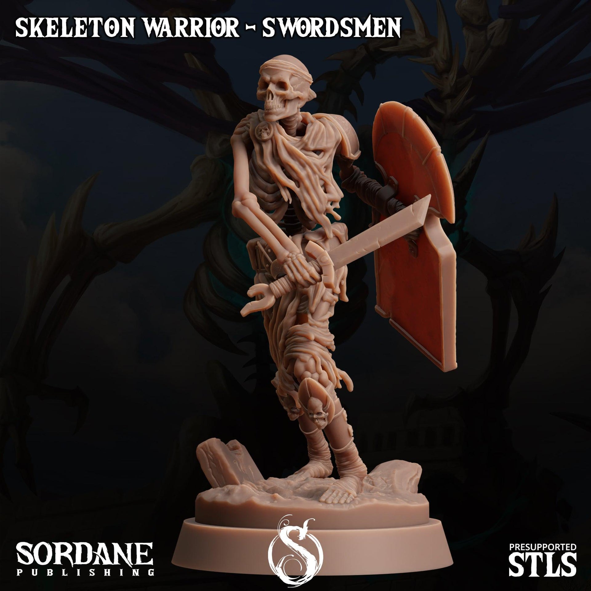 Skeleton Warrior Swordsman - Sordane Publishing | 28mm and 32mm | Wargaming | DnD | Tabletop Roleplaying