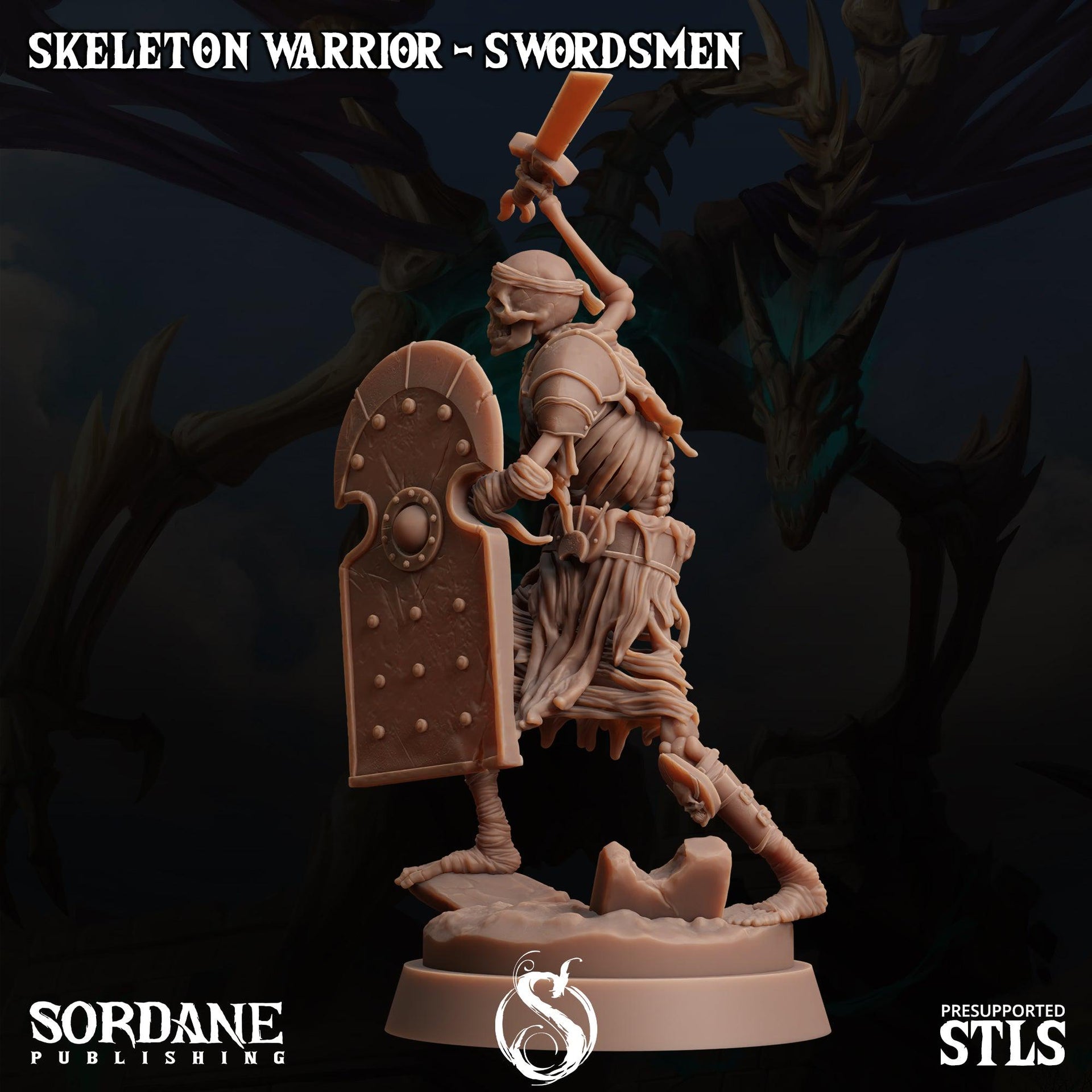 Skeleton Warrior Swordsman - Sordane Publishing | 28mm and 32mm | Wargaming | DnD | Tabletop Roleplaying