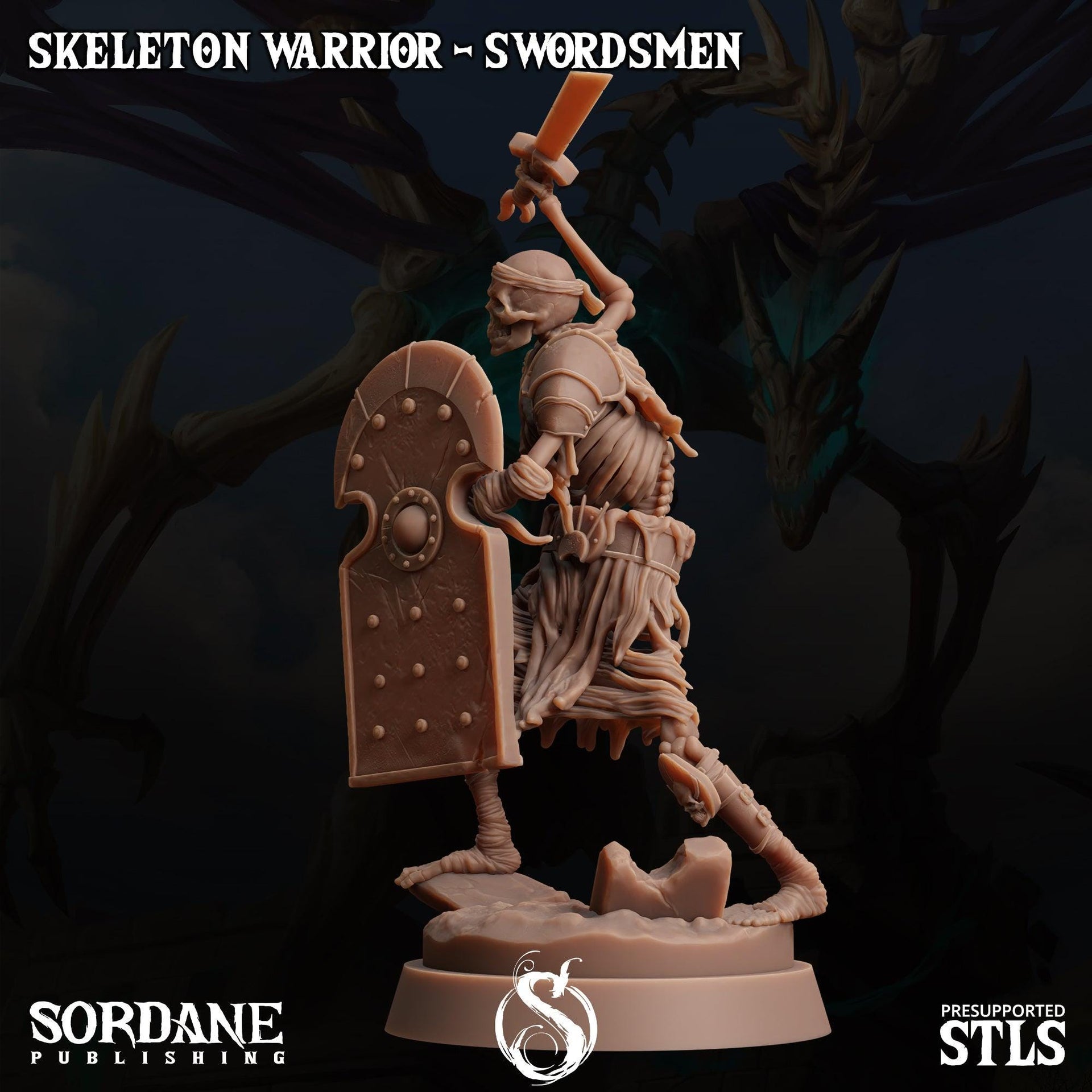 Skeleton Warrior Swordsman - Sordane Publishing | 28mm and 32mm | Wargaming | DnD | Tabletop Roleplaying