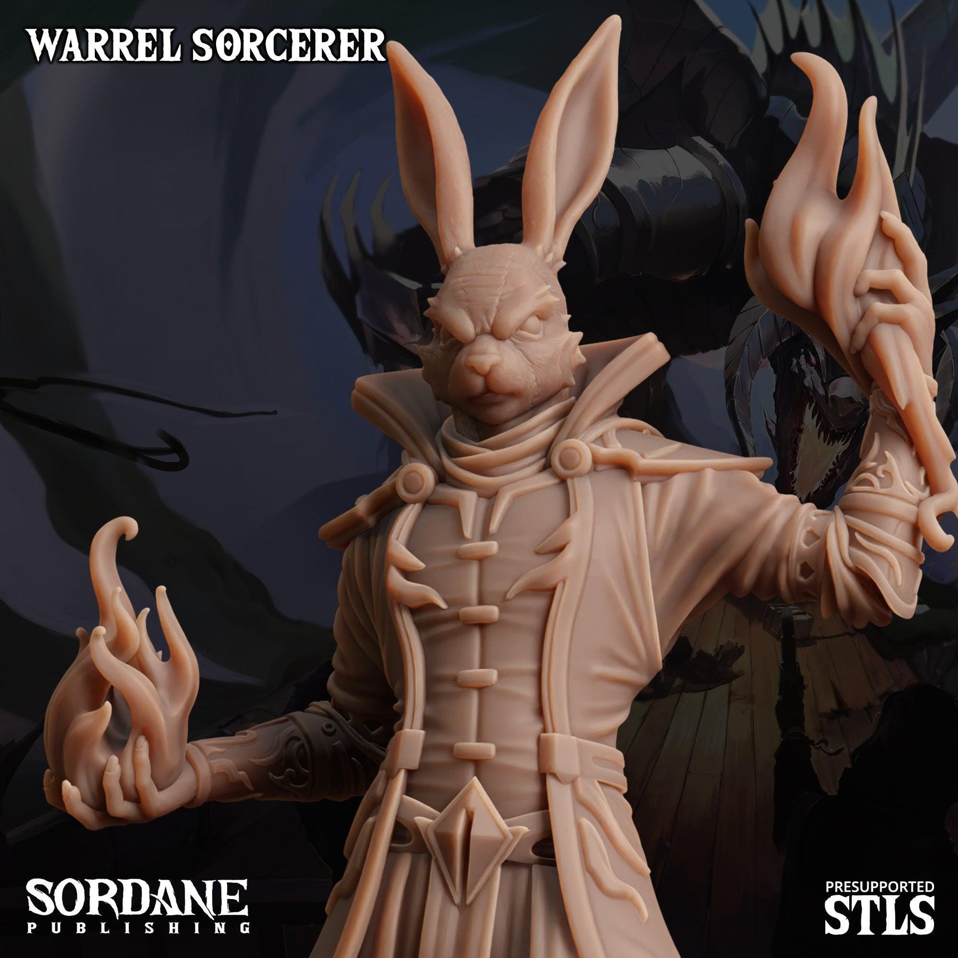 Warrel Sorcerer. Rabbitfolk Wizard - Sordane Publishing | 28mm and 32mm | Wargaming | DnD | Tabletop Roleplaying