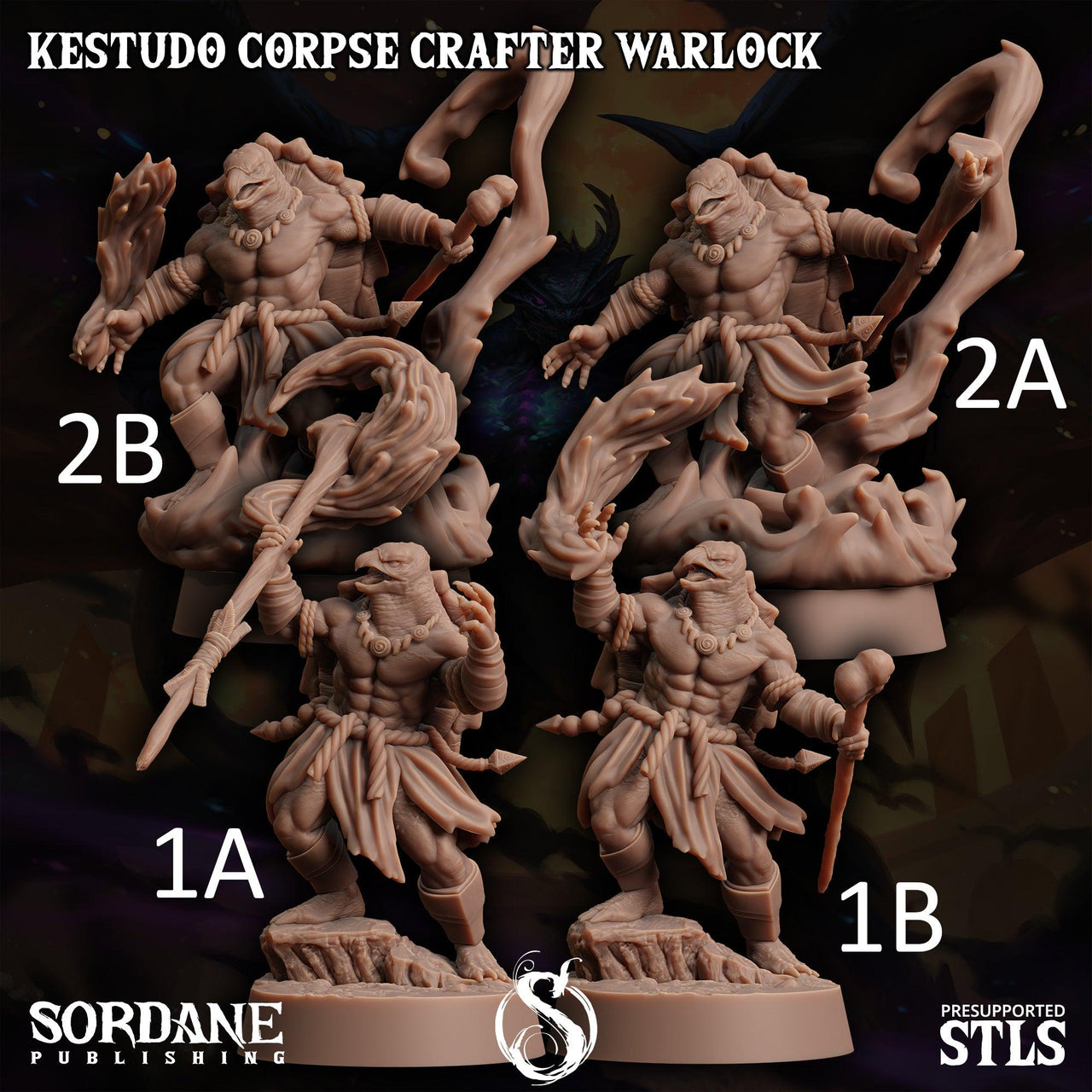Kestudo Corpse Crafter Warlock. Turtle Necromancer - Sordane Publishing | 28mm and 32mm | Wargaming | DnD | Tabletop Roleplaying