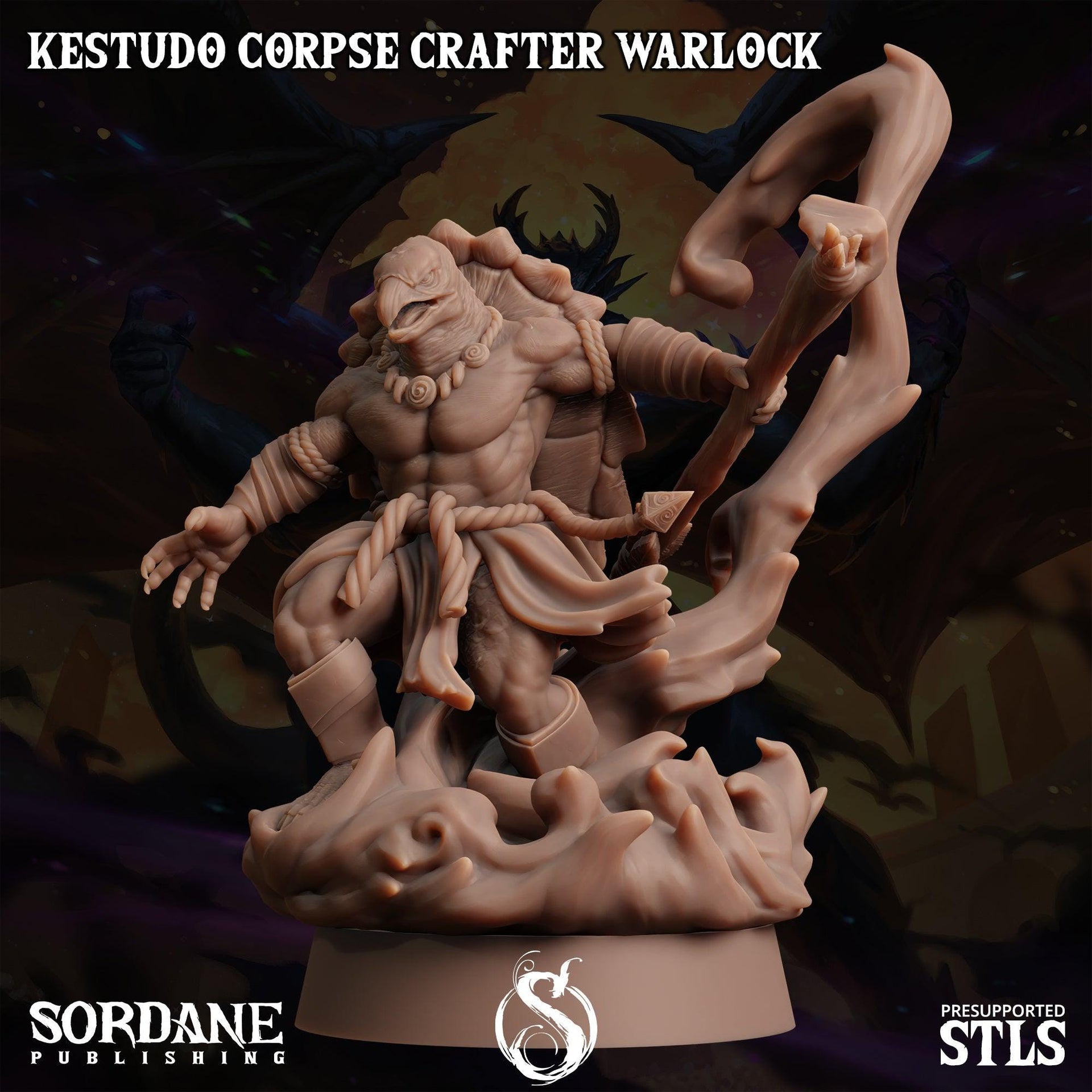 Kestudo Corpse Crafter Warlock. Turtle Necromancer - Sordane Publishing | 28mm and 32mm | Wargaming | DnD | Tabletop Roleplaying