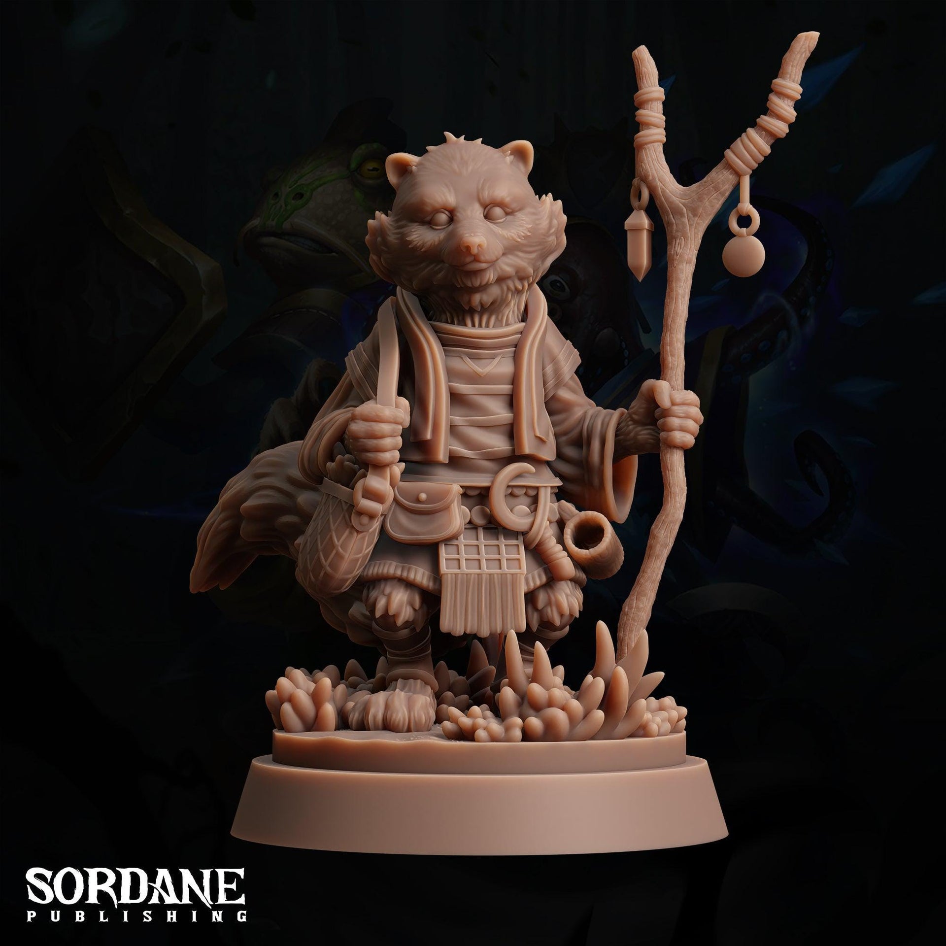 Rathkon Herbalist, Racoon Druid - Sordane Publishing | 28mm and 32mm | Wargaming | DnD | Tabletop Roleplaying