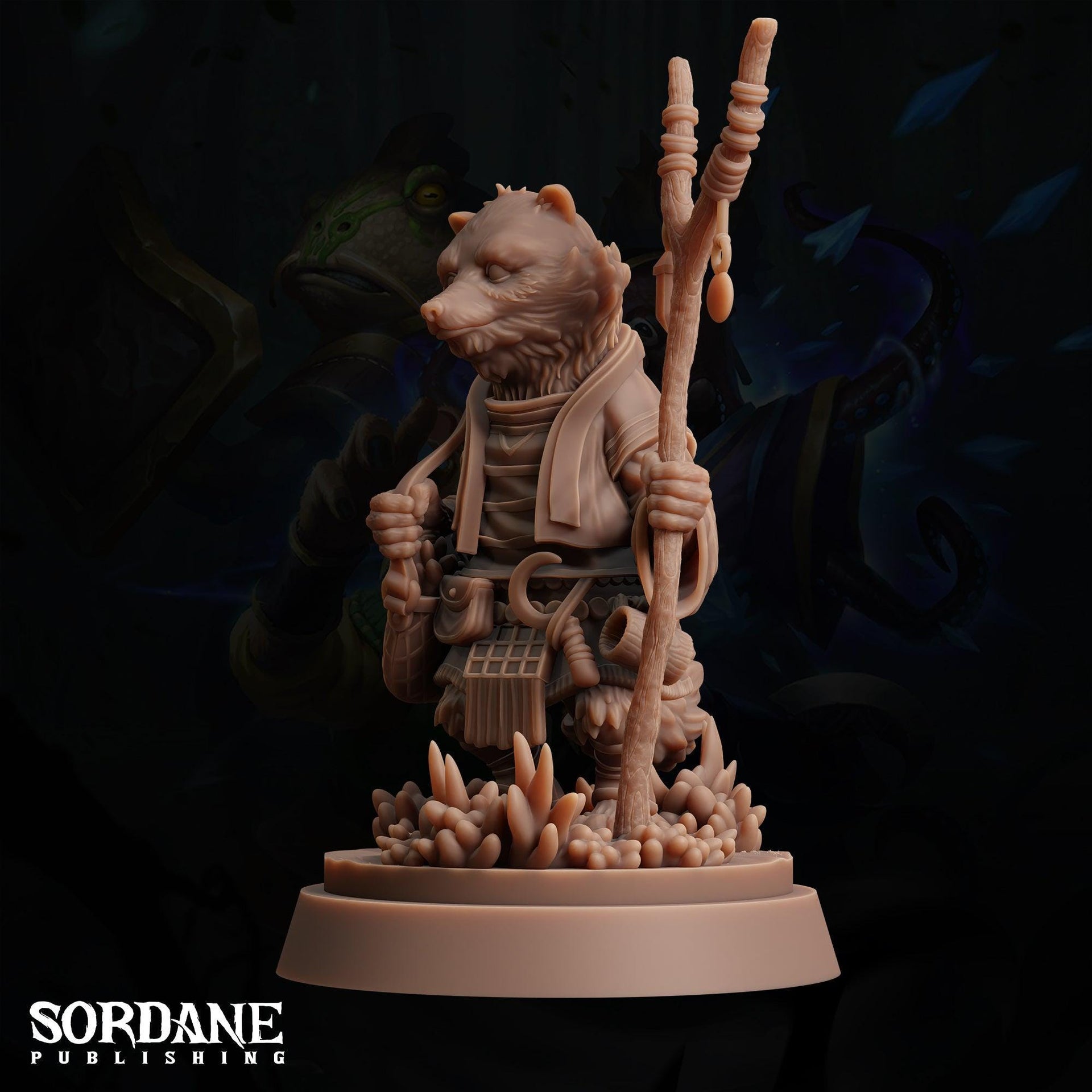 Rathkon Herbalist, Racoon Druid - Sordane Publishing | 28mm and 32mm | Wargaming | DnD | Tabletop Roleplaying