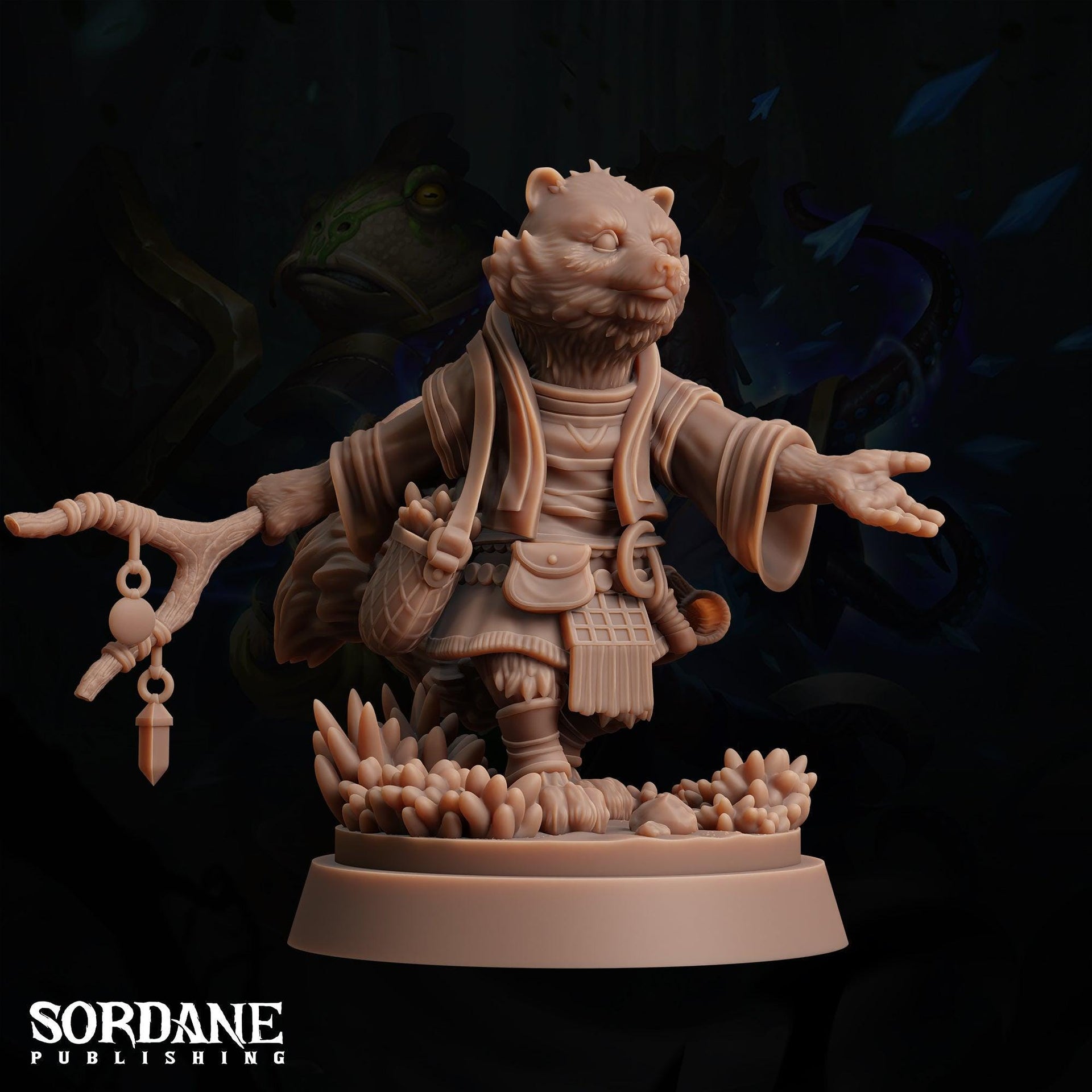 Rathkon Herbalist, Racoon Druid - Sordane Publishing | 28mm and 32mm | Wargaming | DnD | Tabletop Roleplaying