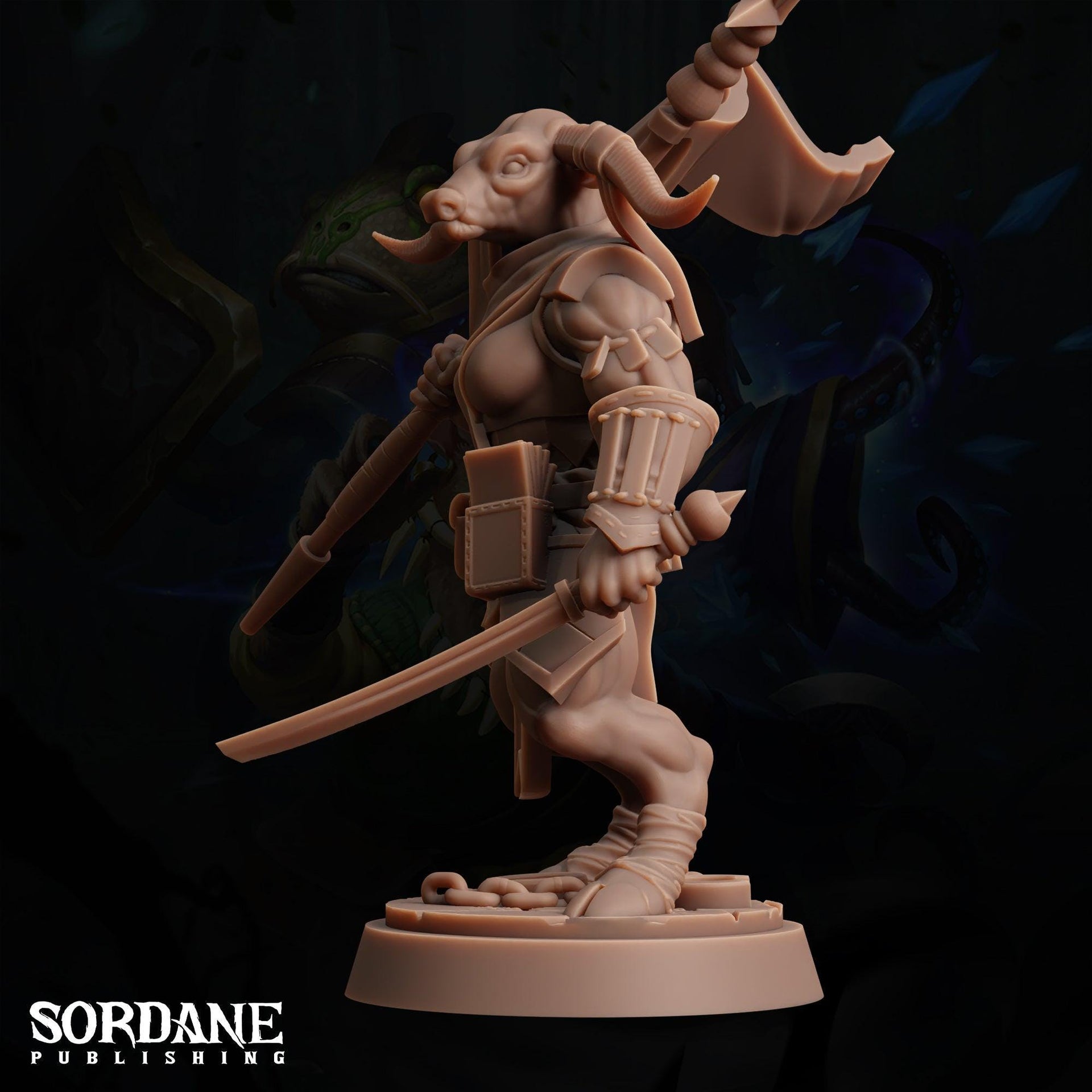 Buba Freedom Fighter Musuundra, Ox Folk Warrior - Sordane Publishing | 28mm and 32mm | Wargaming | DnD | Tabletop Roleplaying
