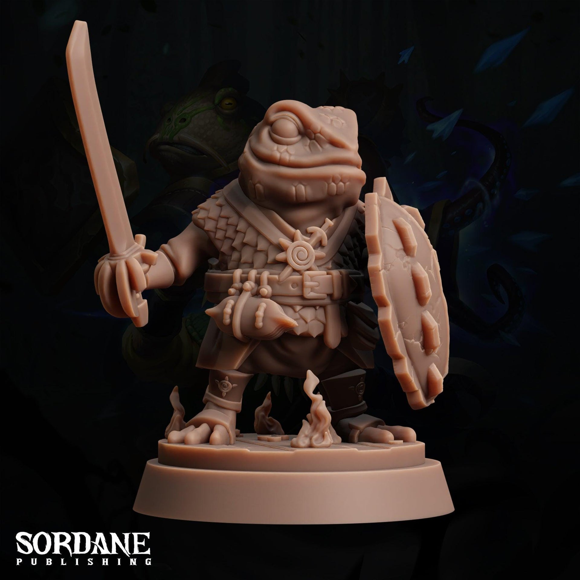 Froin Paladin, Aung. Frogfolk Warrior - Sordane Publishing | 28mm and 32mm | Wargaming | DnD | Tabletop Roleplaying