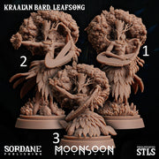 Kraalan Bard Leafsong. Tree Folk Musician - Sordane Publishing | 28mm and 32mm | Wargaming | DnD | Tabletop Roleplaying