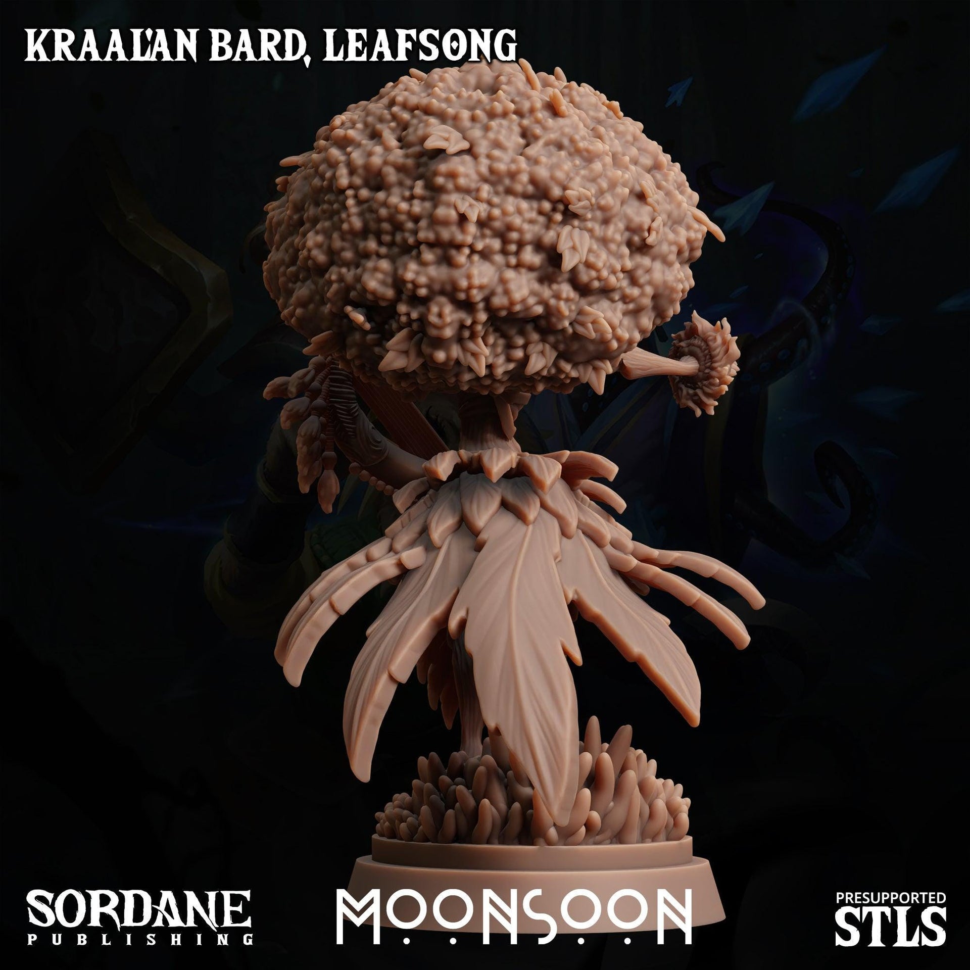 Kraalan Bard Leafsong. Tree Folk Musician - Sordane Publishing | 28mm and 32mm | Wargaming | DnD | Tabletop Roleplaying
