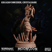 Kraalan Sorcerer Crstalbark. Corrupted Tree Folk - Sordane Publishing | 28mm and 32mm | Wargaming | DnD | Tabletop Roleplaying