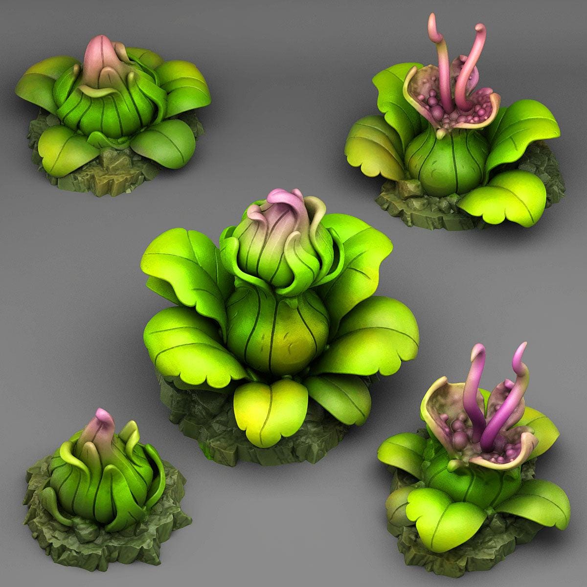 Jungle Carnivorous Plants - Fantastic Plants and Rocks | 28mm and 32mm | Wargaming | DnD | Tabletop Roleplaying