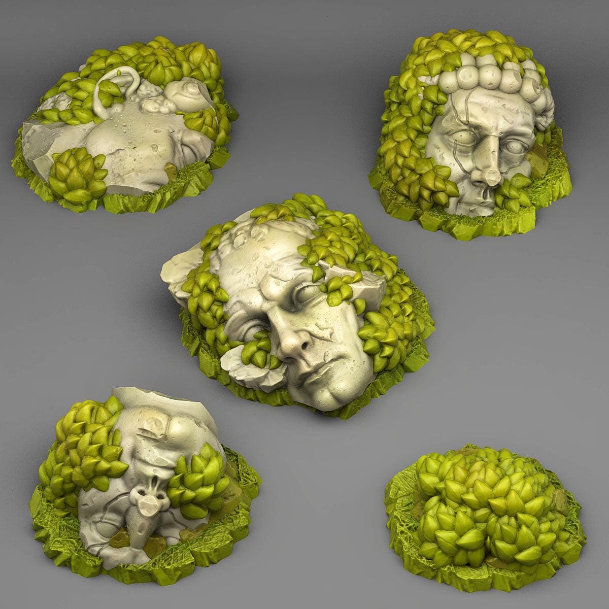 Overgrown Statues - Fantastic Plants and Rocks | 28mm and 32mm | Wargaming | DnD | Tabletop Roleplaying