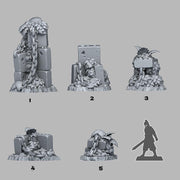 Spring Ruins Scatter Terrain - Fantastic Plants and Rocks | 28mm and 32mm | Wargaming | DnD | Tabletop Roleplaying