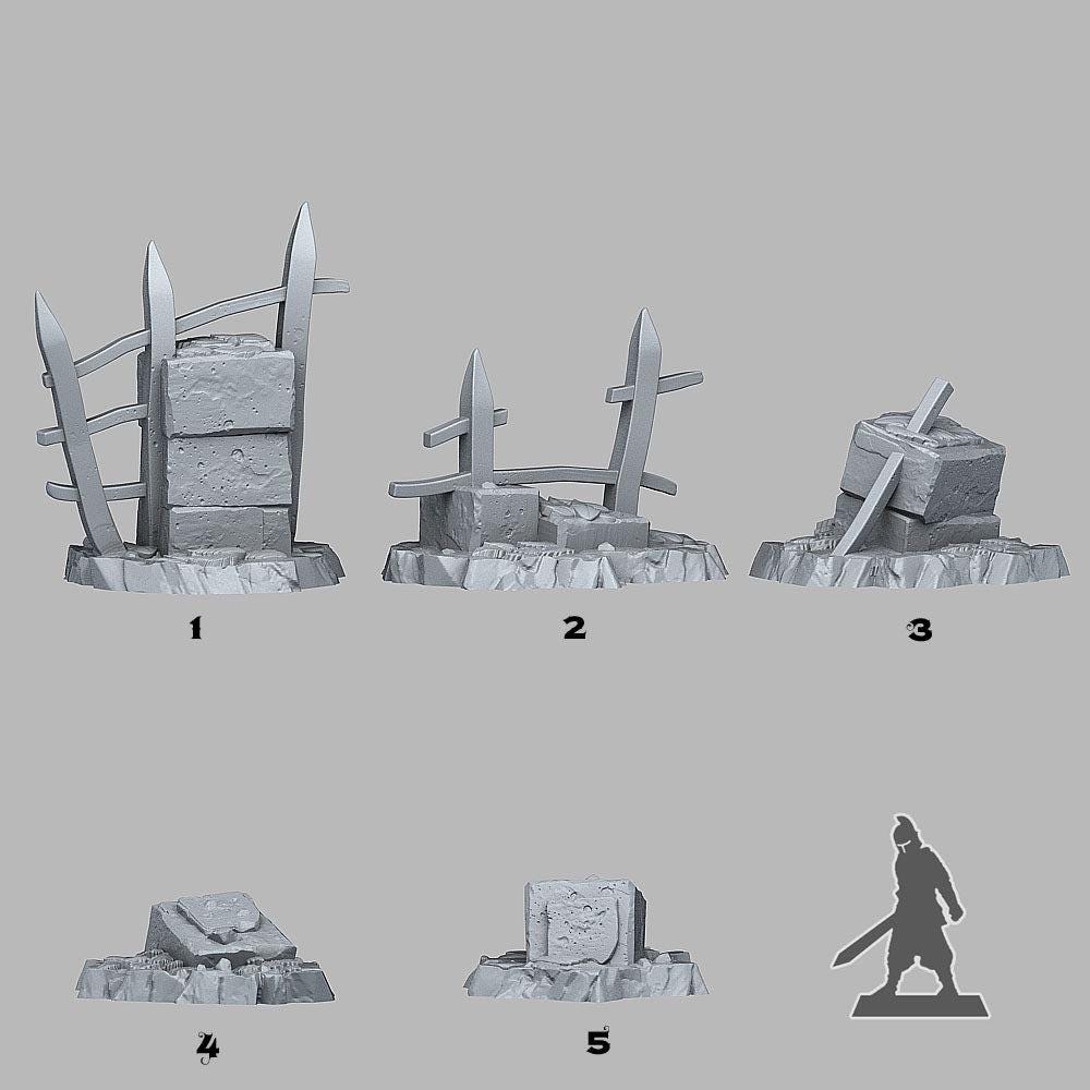 Autumn Ruins Scatter Terrain - Fantastic Plants and Rocks | 28mm and 32mm | Wargaming | DnD | Tabletop Roleplaying