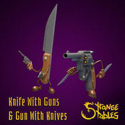 Gun with Knives, and Knife with Guns - Strange Stables | 28mm and 32mm | Wargaming | DnD | Tabletop Roleplaying