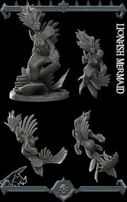 Lionfish Mermaid - Rocket Pig Games | 28mm and 32mm | Wargaming | DnD | Tabletop Roleplaying