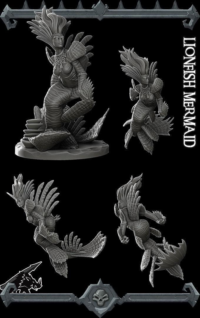 Lionfish Mermaid - Rocket Pig Games | 28mm and 32mm | Wargaming | DnD | Tabletop Roleplaying