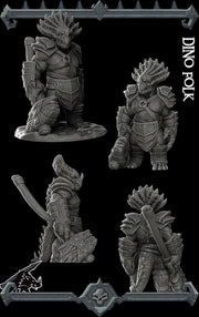 Dino folk, Triceratops Warrior - Rocket Pig Games | 28mm and 32mm | Wargaming | DnD | Tabletop Roleplaying