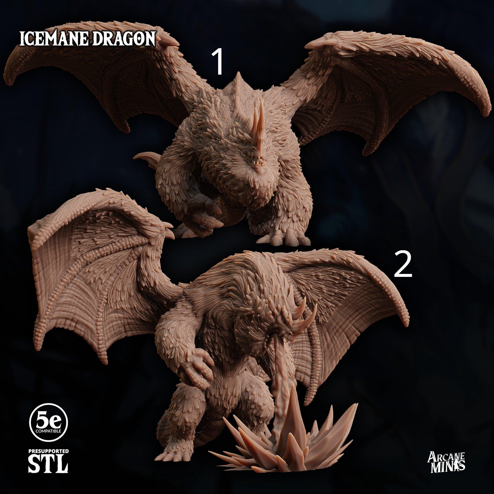 Icemane Dragon. Wooly Ice Dragon - Sordane Publishing | 28mm and 32mm | Wargaming | DnD | Tabletop Roleplaying