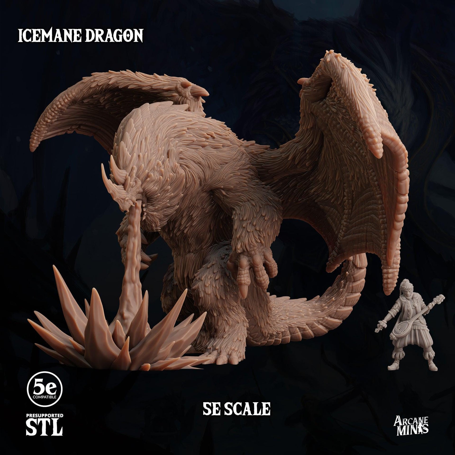Icemane Dragon. Wooly Ice Dragon - Sordane Publishing | 28mm and 32mm | Wargaming | DnD | Tabletop Roleplaying