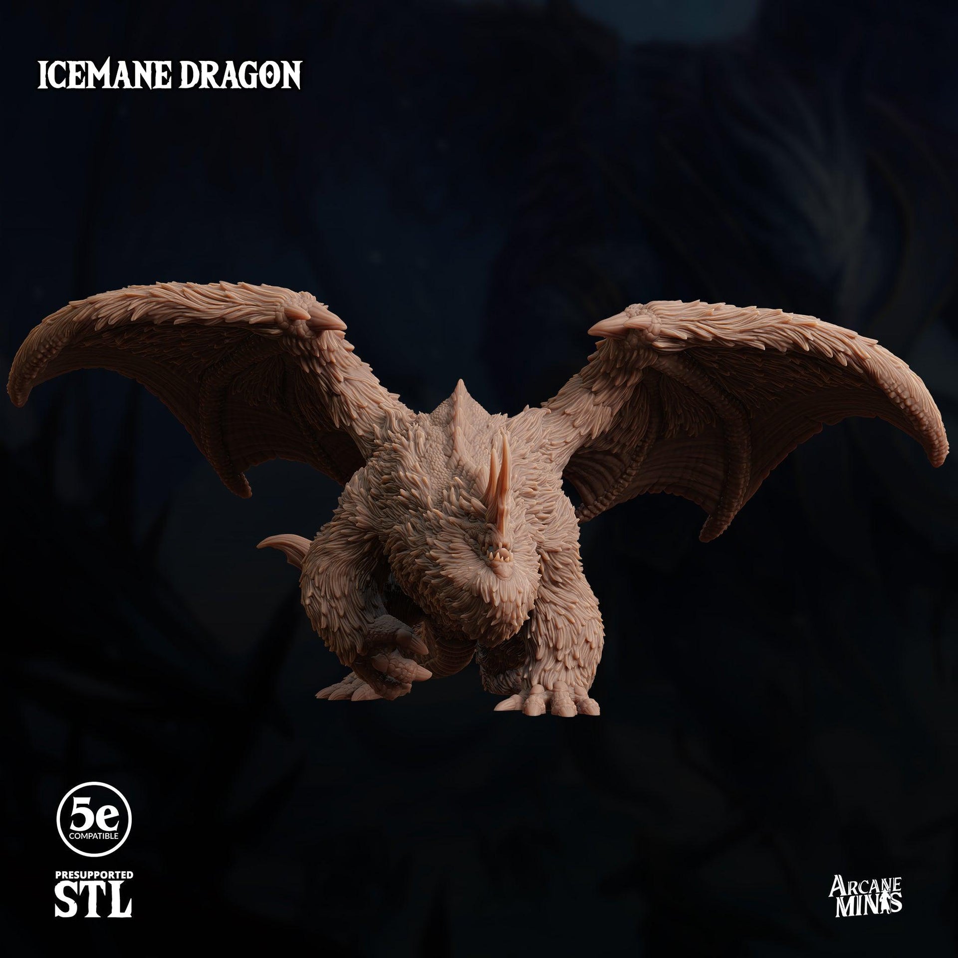 Icemane Dragon. Wooly Ice Dragon - Sordane Publishing | 28mm and 32mm | Wargaming | DnD | Tabletop Roleplaying