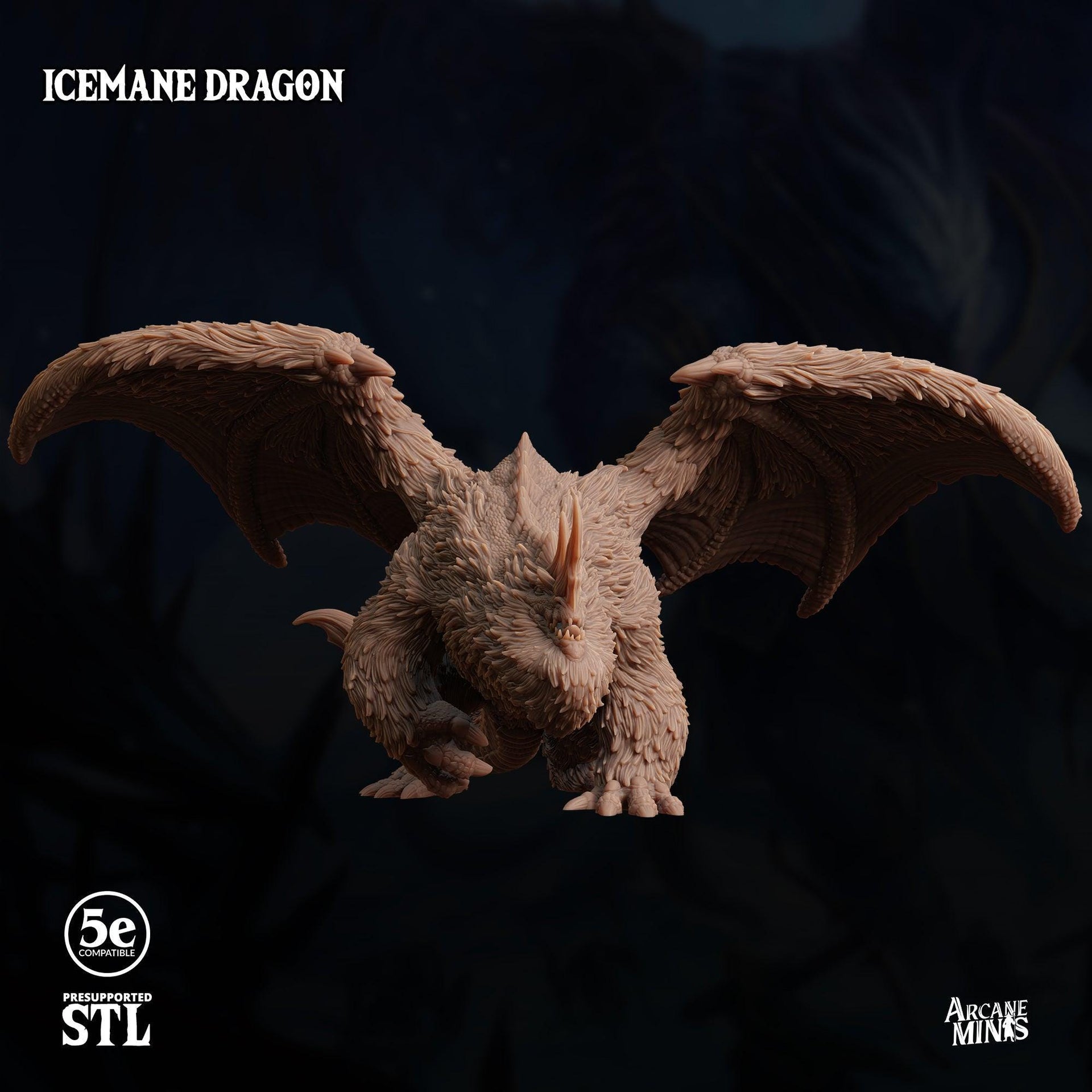 Icemane Dragon. Wooly Ice Dragon - Sordane Publishing | 28mm and 32mm | Wargaming | DnD | Tabletop Roleplaying