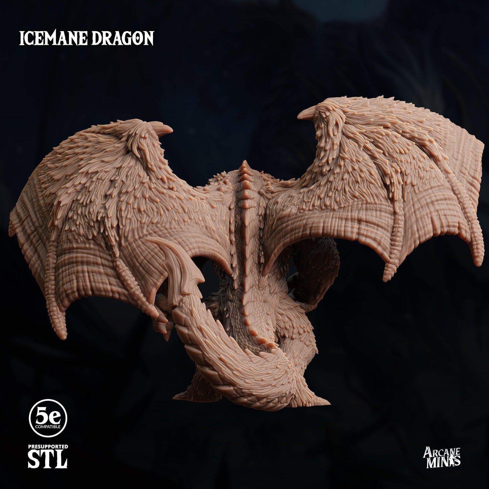 Icemane Dragon. Wooly Ice Dragon - Sordane Publishing | 28mm and 32mm | Wargaming | DnD | Tabletop Roleplaying