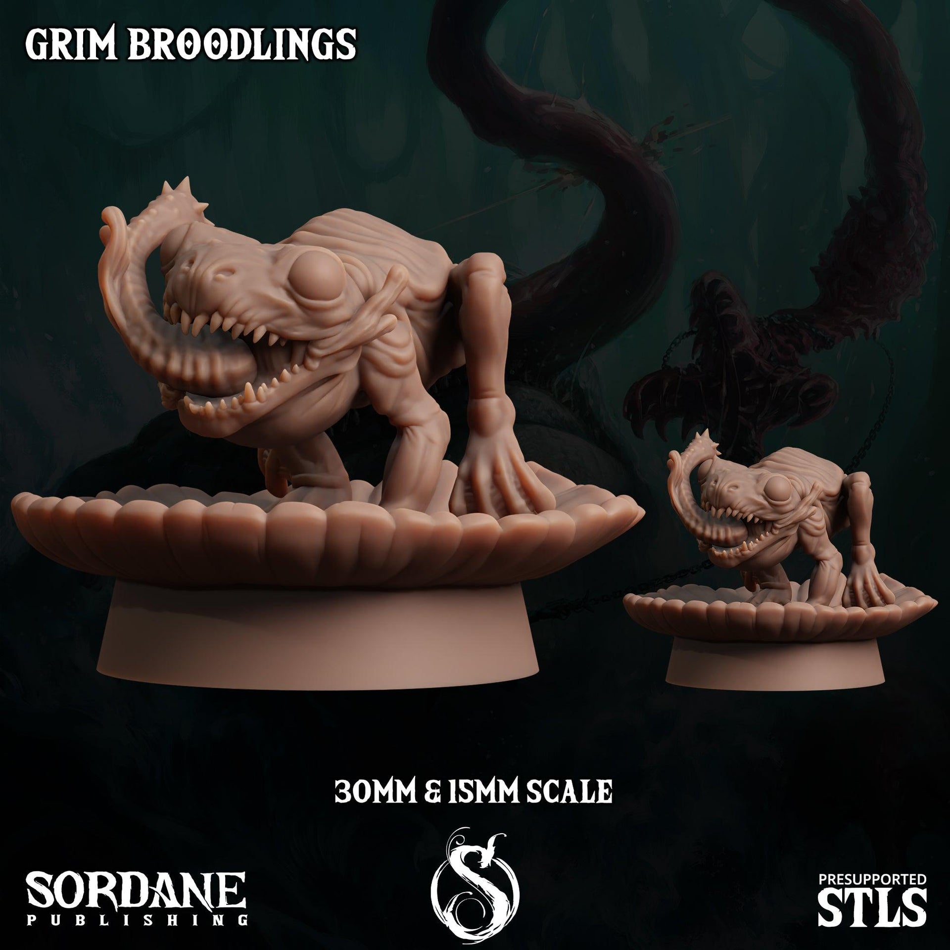 Grim Broodlings. Giant Frog Spawn - Sordane Publishing | 28mm and 32mm | Wargaming | DnD | Tabletop Roleplaying
