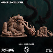 Grim Broodspawner. Giant Surinam Toad Monster - Sordane Publishing | 28mm and 32mm | Wargaming | DnD | Tabletop Roleplaying